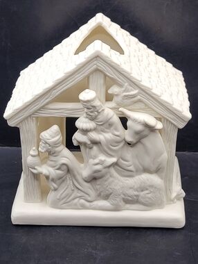 Vintage PartyLite Porcelain P7313 O Little Town 3 Shepards Tealight Candleholder